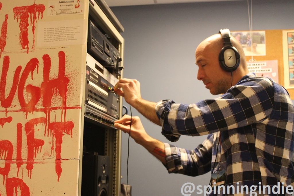 Miguel Macias tests out WBCR's AM broadcast. Photo: J. Waits