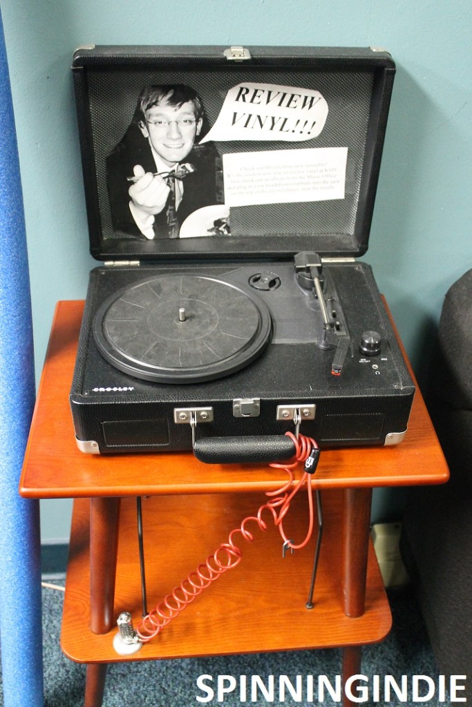 Turntable in KSPC lobby for reviewing vinyl. Photo: J. Waits