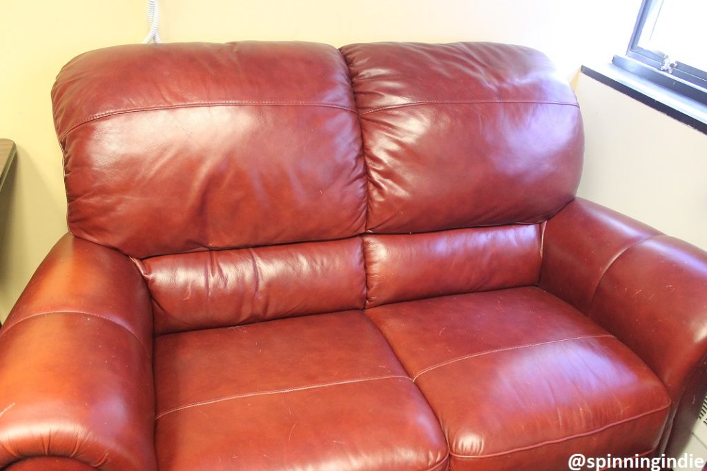 Couch in studio at college radio station WCAS. Photo: J. Waits
