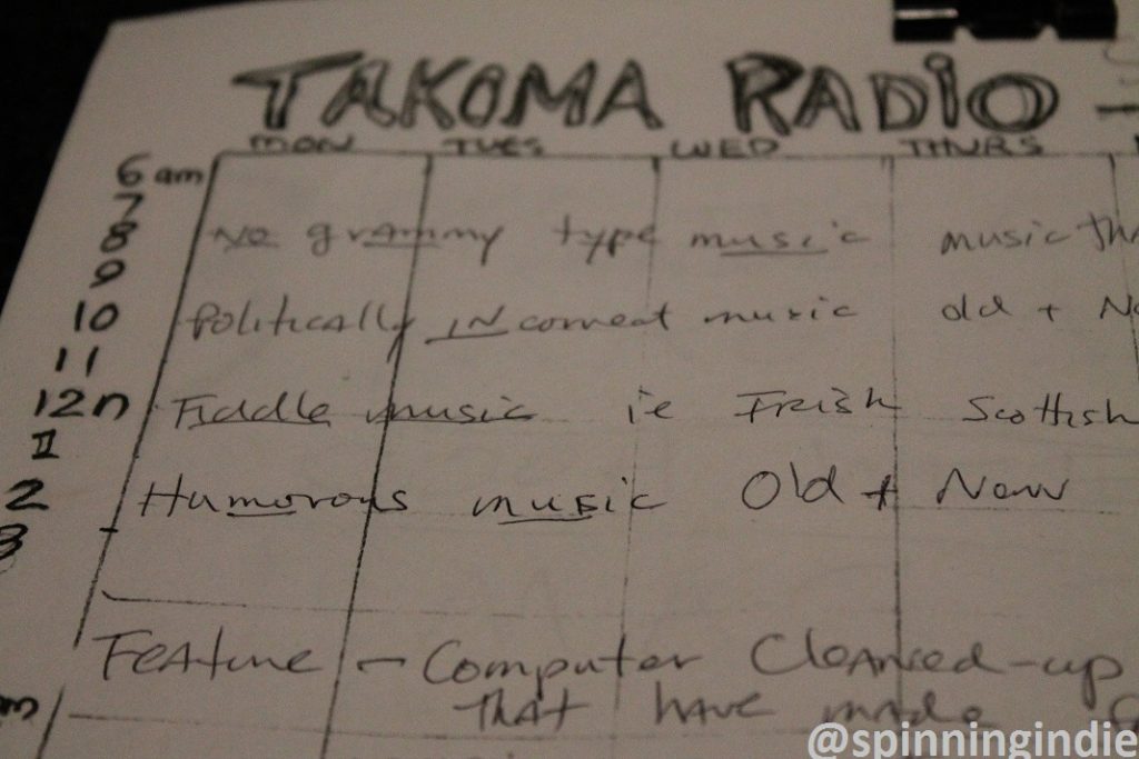 Programming proposal for Takoma Radio. Photo: J. Waits