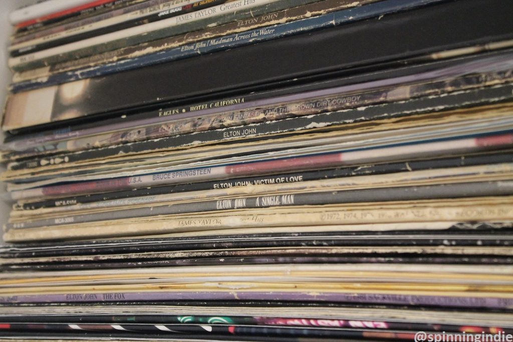 Vinyl LPs at WNUW-LP. Photo: J. Waits