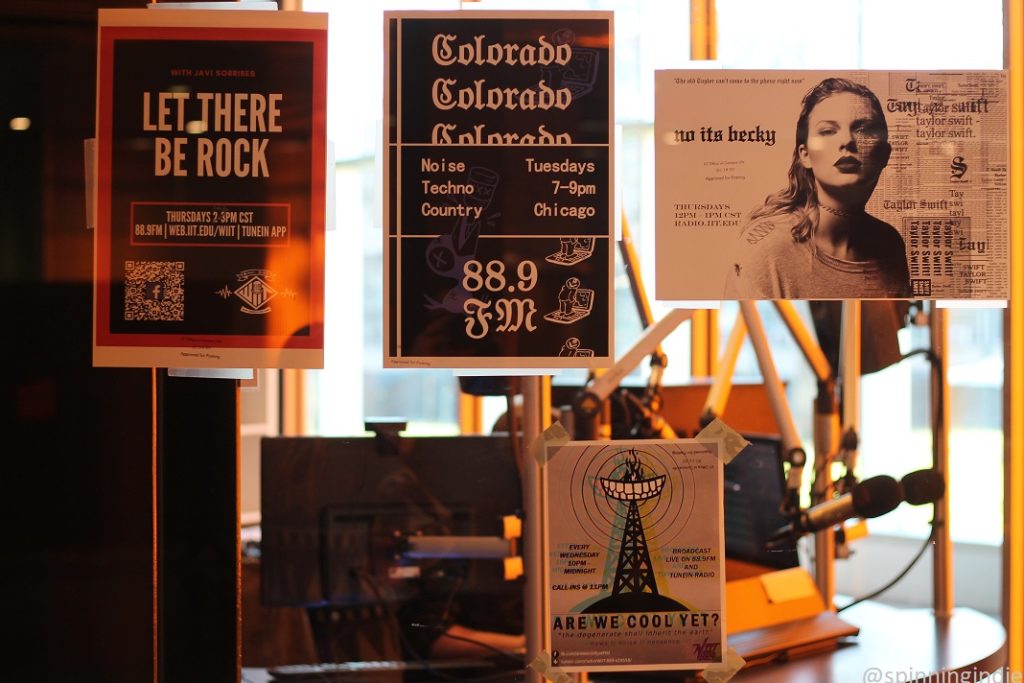 Flyers for WIIT programs posted outside the studio. Photo: J. Waits