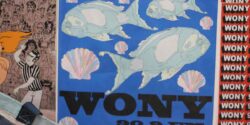 Photo of WONY 90.9 FM poster at the college radio station. Photo: J. Waits