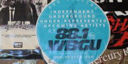Stickers at college radio station WBGU-FM. Photo: J. Waits