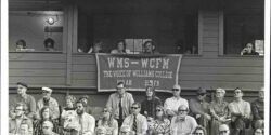 Podcast #340 – College Radio History at Williams College Photo of Williams College's radio station WMS-WCFM doing a remote sports broadcast from the early 1970s. Photo from WCFM archives
